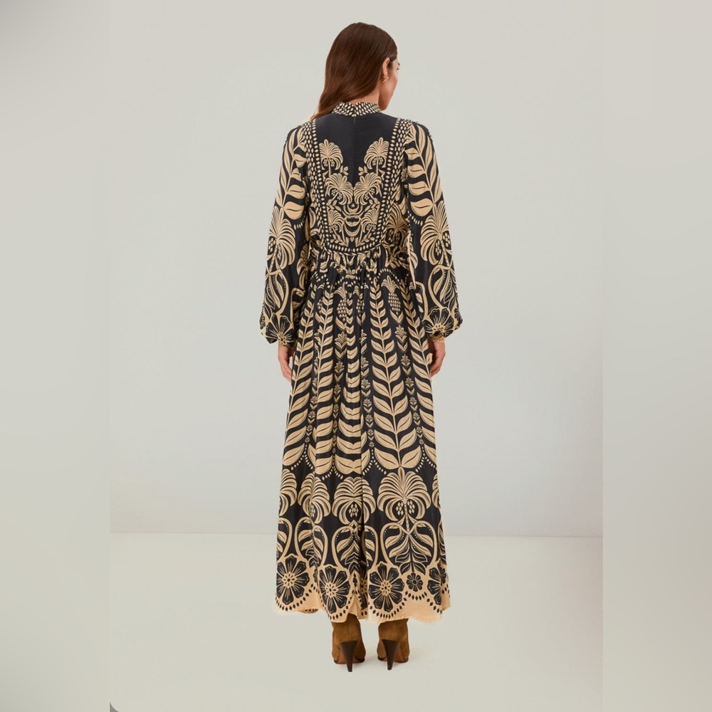 FARM Rio Black and Beige Maxi Dress with Botanical Print - Picture 8 of 9
